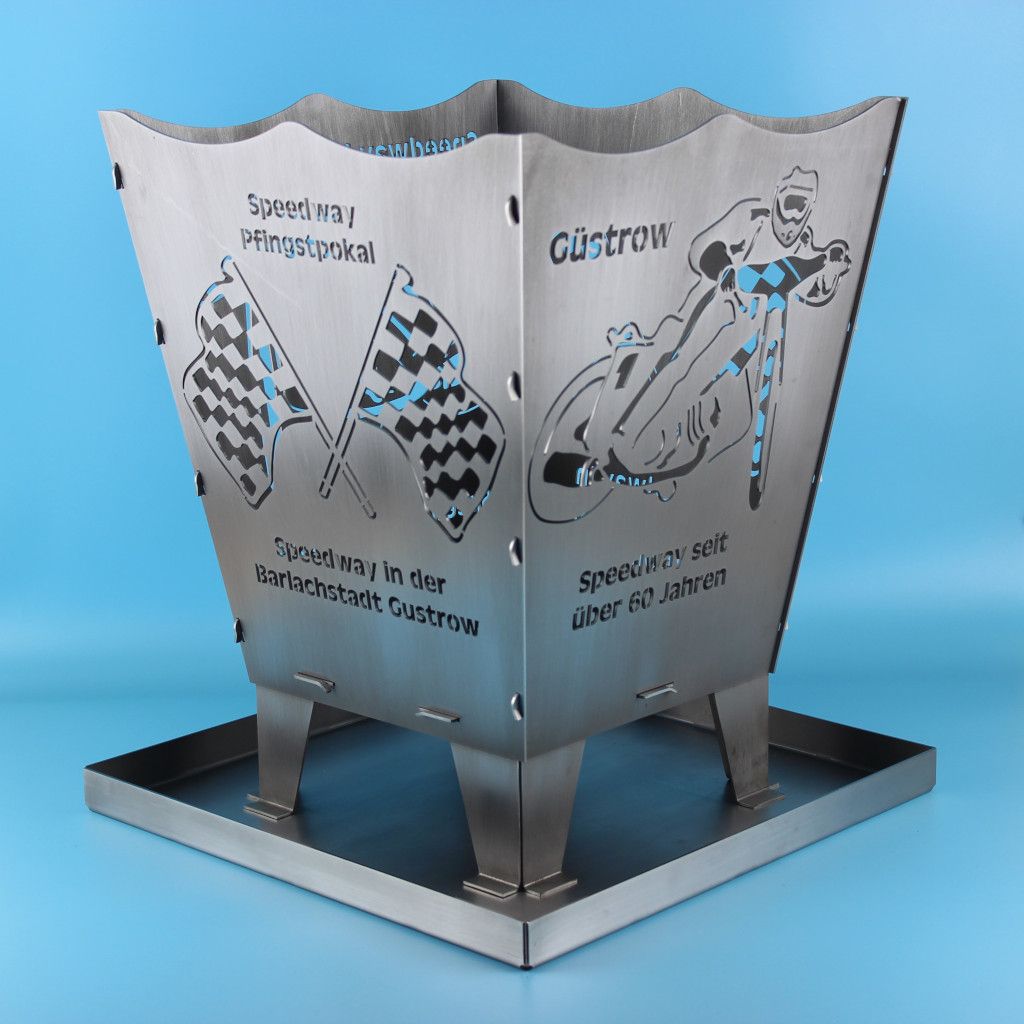 Feuerkorb Speedway Güstrow mit Aschekasten - Stahlblech 2 mm