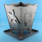 Feuerkorb „Westernreiten“ Design 2 mit Reining Reiter in 3D